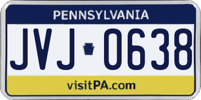 PA license plate JVJ0638