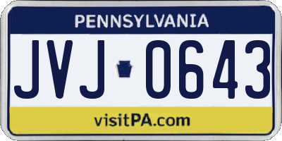 PA license plate JVJ0643
