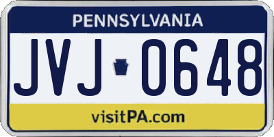 PA license plate JVJ0648