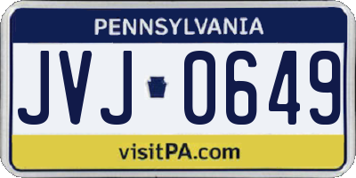 PA license plate JVJ0649