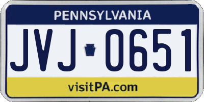 PA license plate JVJ0651
