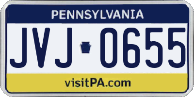 PA license plate JVJ0655