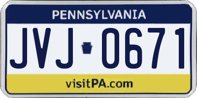 PA license plate JVJ0671