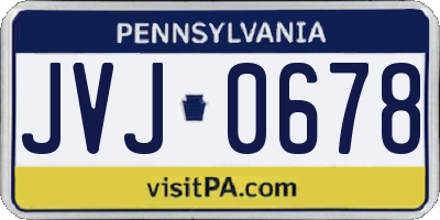 PA license plate JVJ0678