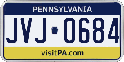 PA license plate JVJ0684