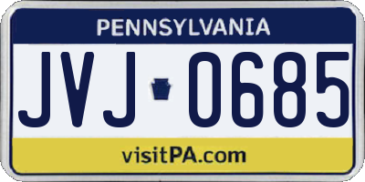 PA license plate JVJ0685