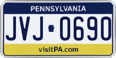 PA license plate JVJ0690