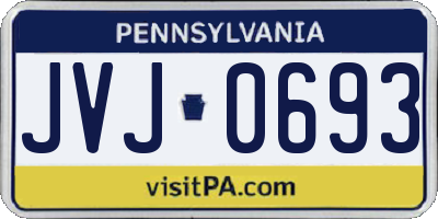 PA license plate JVJ0693