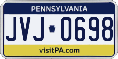 PA license plate JVJ0698