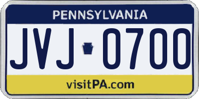PA license plate JVJ0700