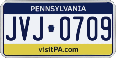PA license plate JVJ0709
