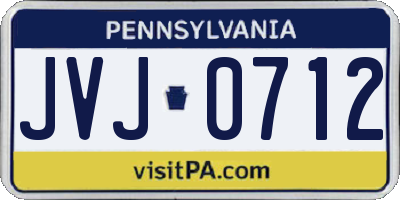 PA license plate JVJ0712