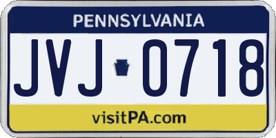 PA license plate JVJ0718