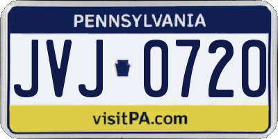 PA license plate JVJ0720