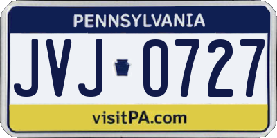 PA license plate JVJ0727