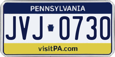 PA license plate JVJ0730