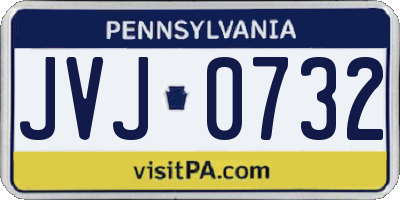 PA license plate JVJ0732