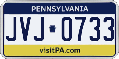 PA license plate JVJ0733