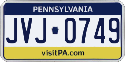 PA license plate JVJ0749