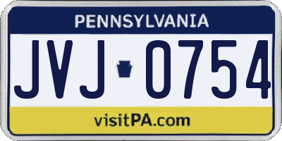 PA license plate JVJ0754