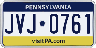 PA license plate JVJ0761
