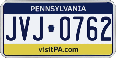 PA license plate JVJ0762