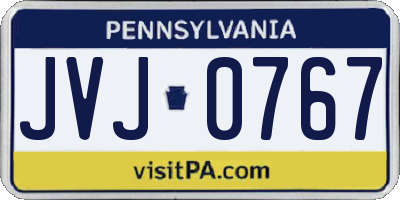 PA license plate JVJ0767