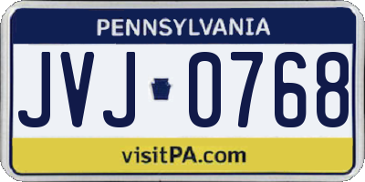 PA license plate JVJ0768