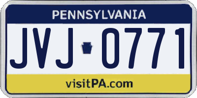 PA license plate JVJ0771