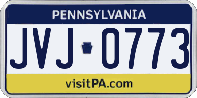 PA license plate JVJ0773