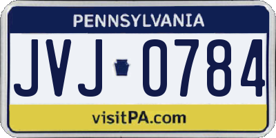 PA license plate JVJ0784