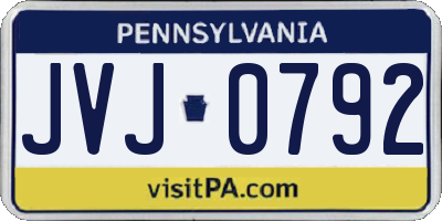 PA license plate JVJ0792