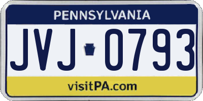 PA license plate JVJ0793
