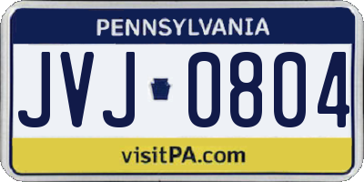 PA license plate JVJ0804