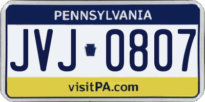 PA license plate JVJ0807