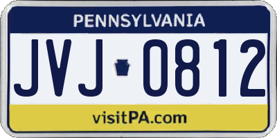 PA license plate JVJ0812