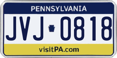 PA license plate JVJ0818