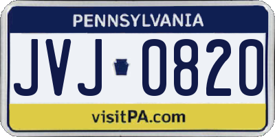 PA license plate JVJ0820