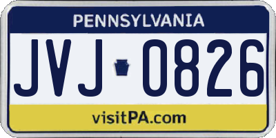 PA license plate JVJ0826