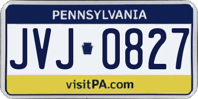 PA license plate JVJ0827