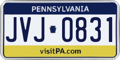 PA license plate JVJ0831