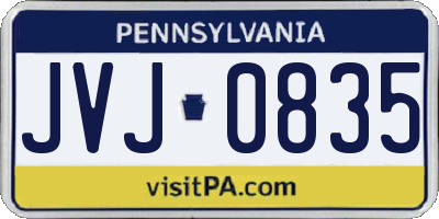 PA license plate JVJ0835