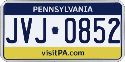 PA license plate JVJ0852