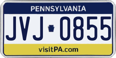 PA license plate JVJ0855