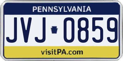 PA license plate JVJ0859