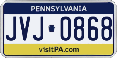 PA license plate JVJ0868