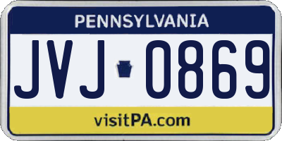 PA license plate JVJ0869