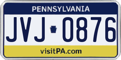 PA license plate JVJ0876