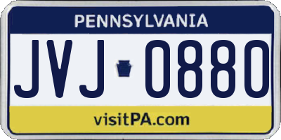PA license plate JVJ0880