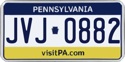 PA license plate JVJ0882